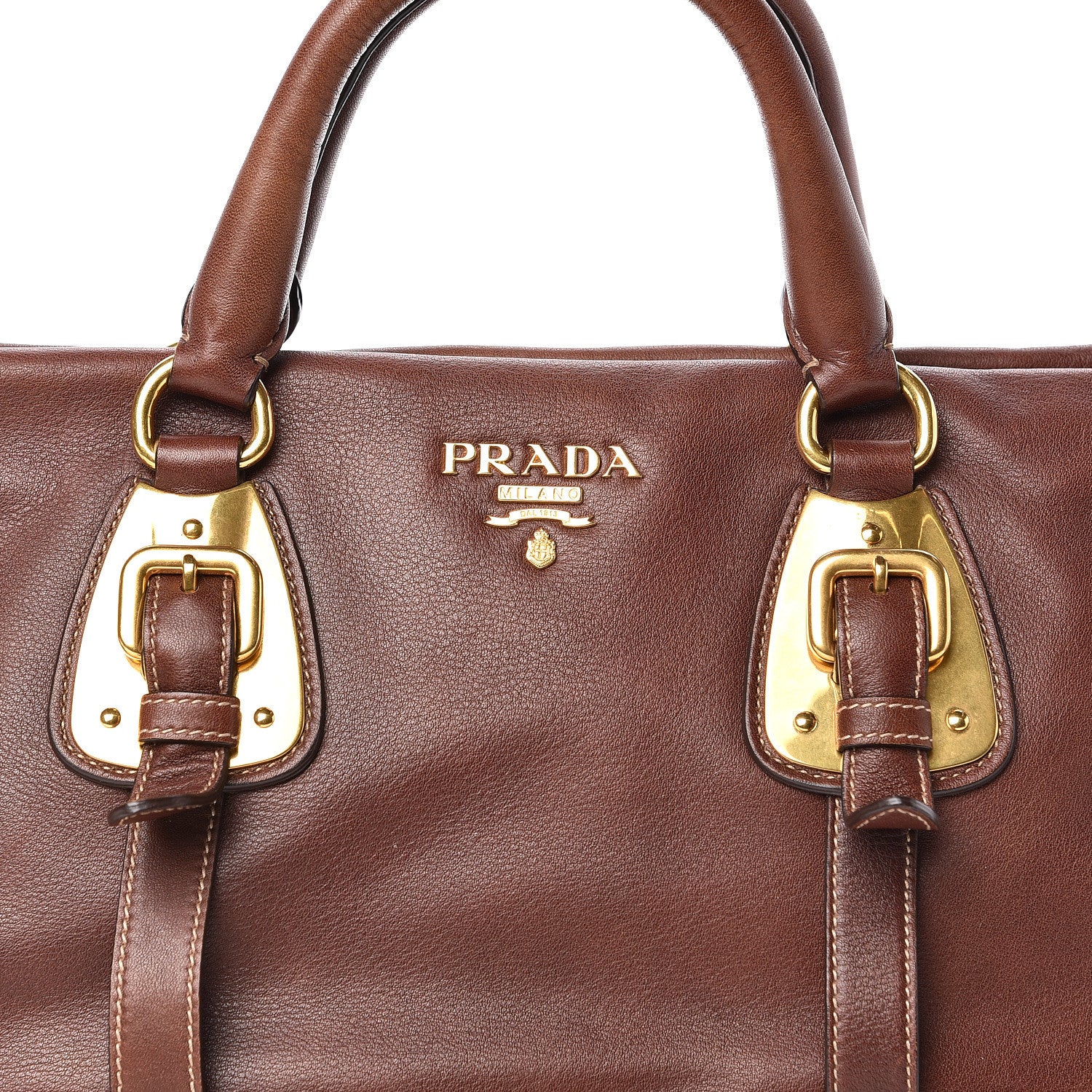 Prada Soft Calf Shopping Satchel Nocciolo 9 of 9