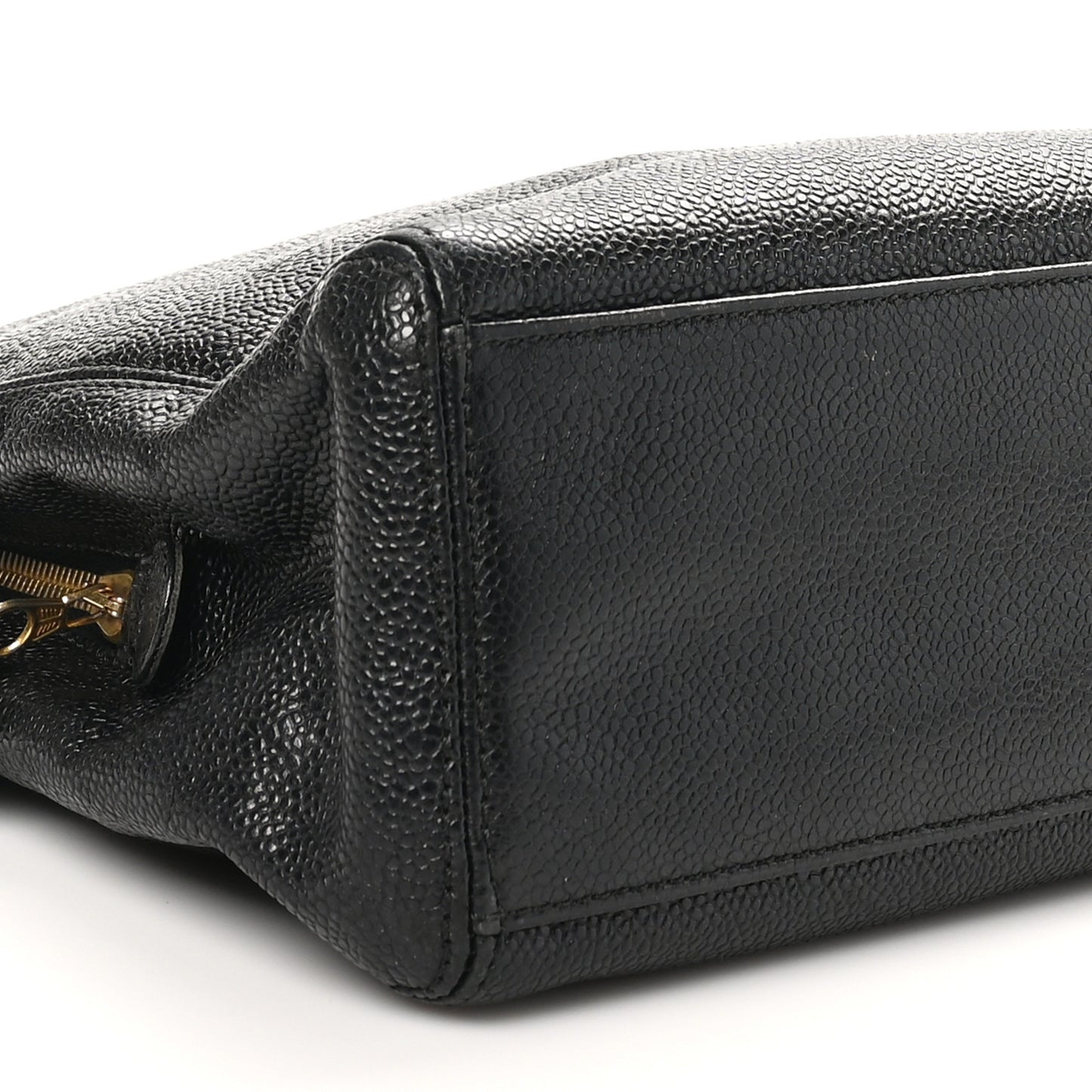 Caviar Embroidered Logo Shoulder Bag Black
