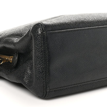 Chanel Caviar Embroidered Logo Shoulder Bag Black 9 of 11