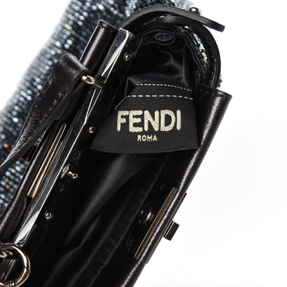 Fendi Laminated Goatskin Beaded Micro Peekaboo Iconic Satchel Canna di Fucile Black 9 of 10