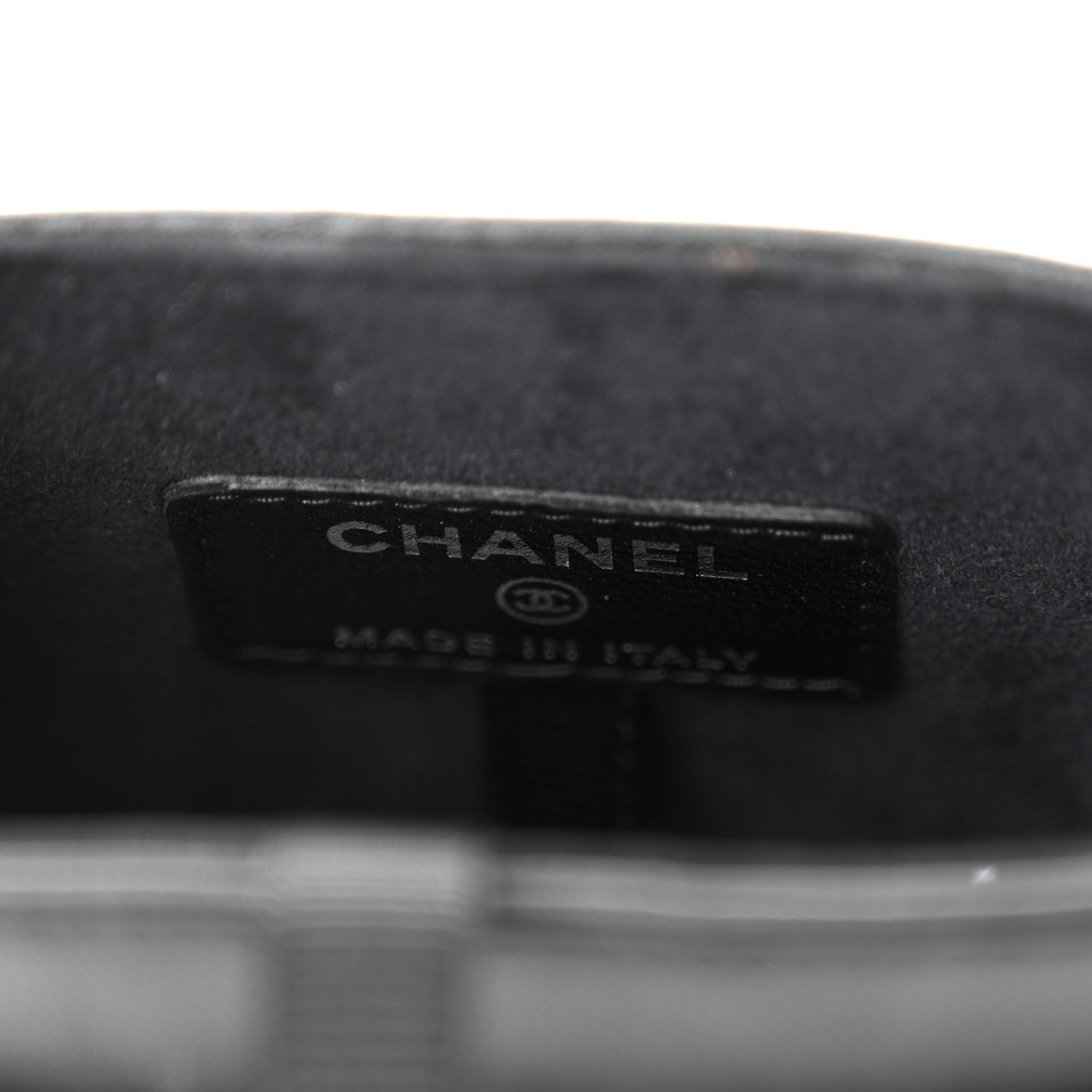 Lambskin Quilted Chain Around Phone Holder Black