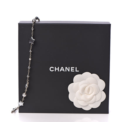 Chanel Metal Resin Pearl Star CC Necklace Silver 6 of 6