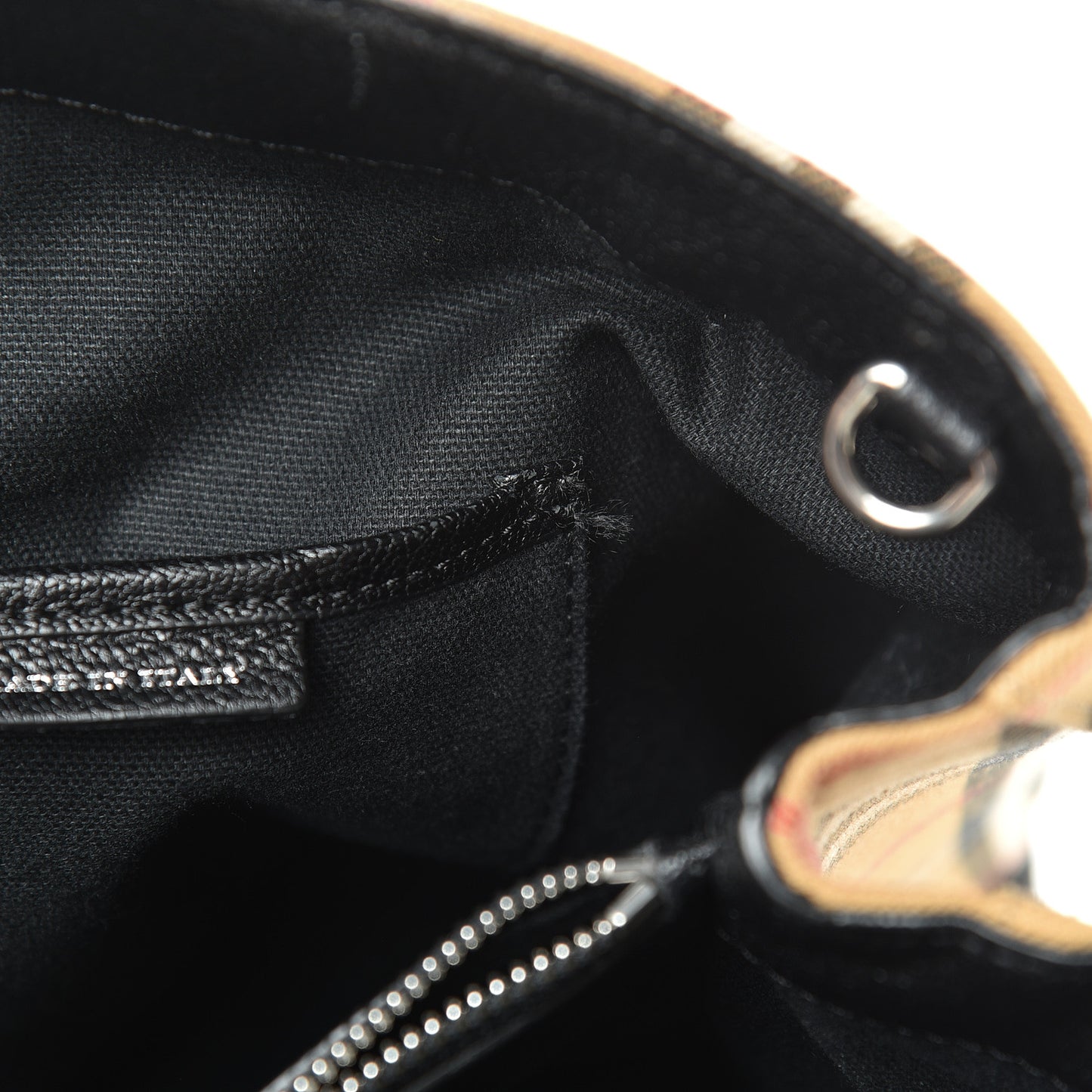 Goatskin Vintage Check Medium Banner Tote Black
