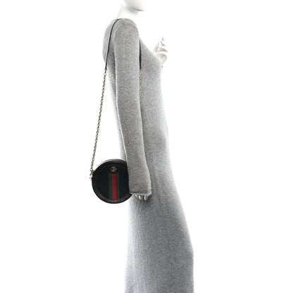 Gucci Suede Patent Web Mini Ophidia Round Shoulder Bag Black 2 of 11