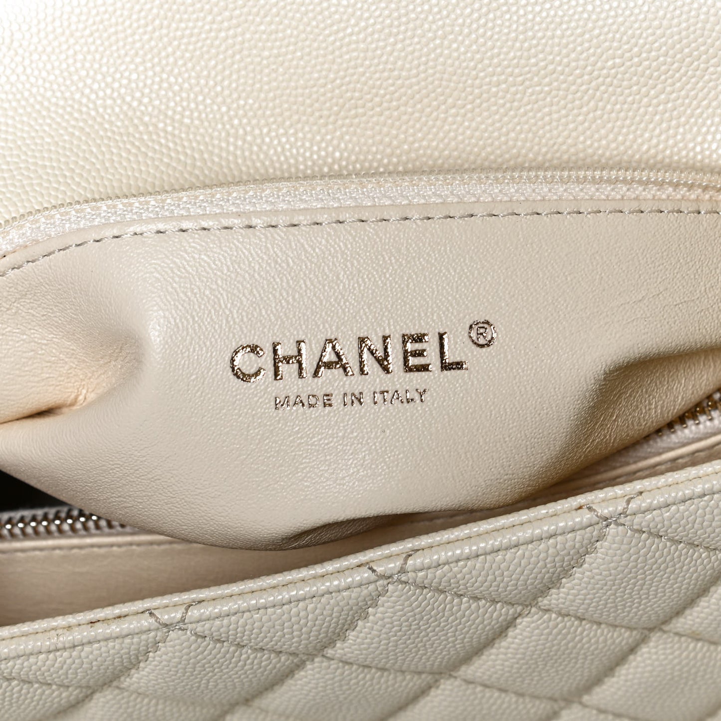 Caviar Elaphe Quilted Small Coco Handle Flap Ivory
