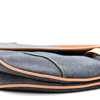Christian Dior Denim Calfskin Saddle Bag Blue 9 of 10