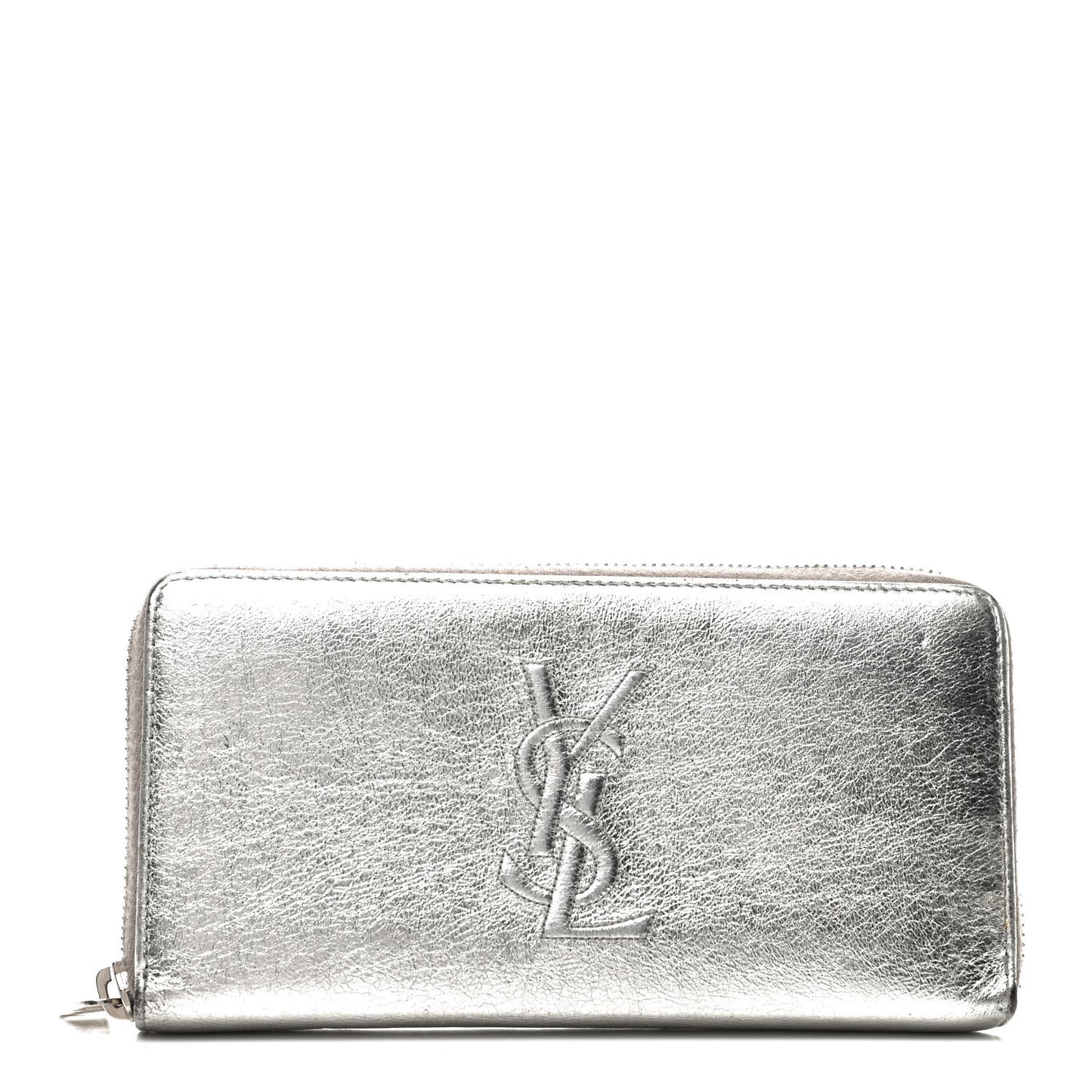Metallic Calfskin Belle De Jour Zip Around Wallet Moon