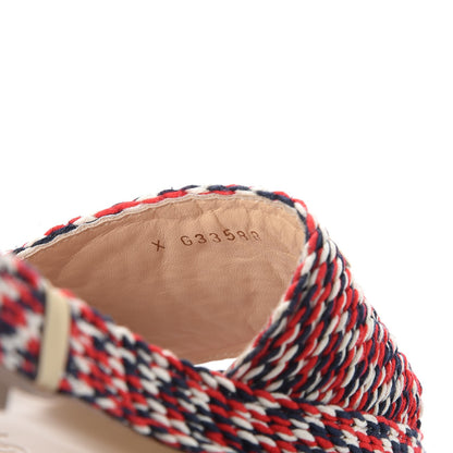Chanel Cord CC Espadrille Slip On Sandals 41 Red Blue White 9 of 10