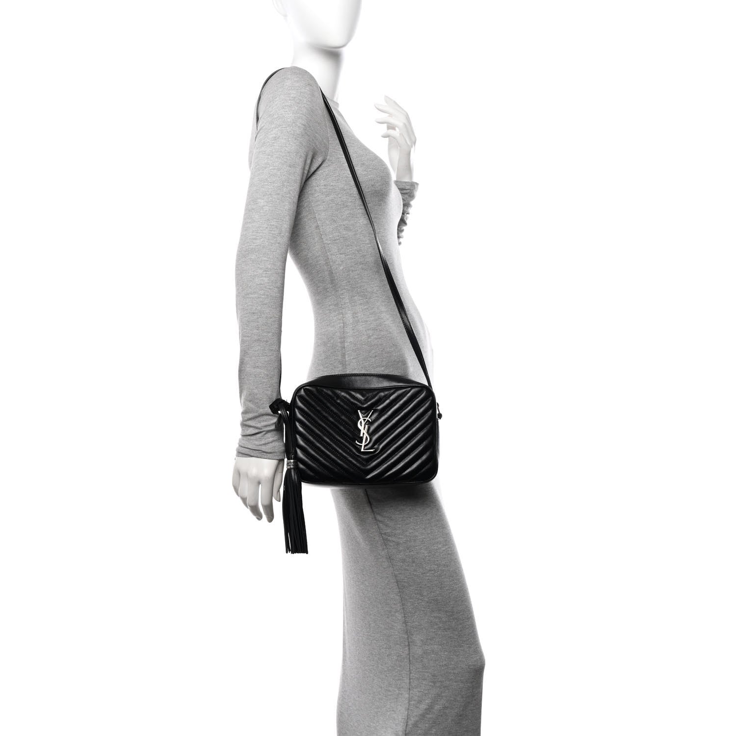 Saint Laurent Calfskin Matelasse Monogram Lou Camera Bag Black 2 of 11