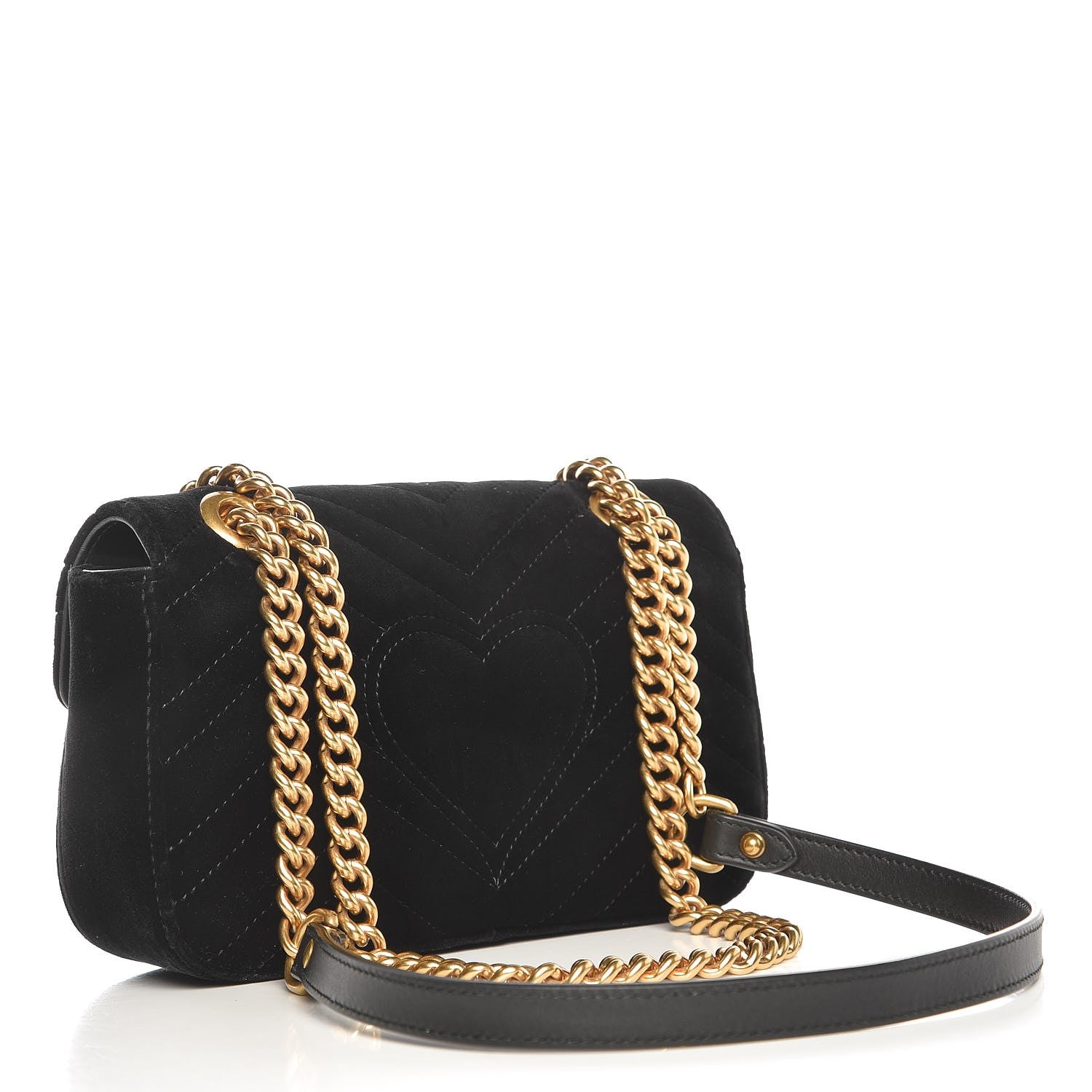 Gucci Velvet Matelasse Mini GG Marmont Shoulder Bag Black 3 of 8