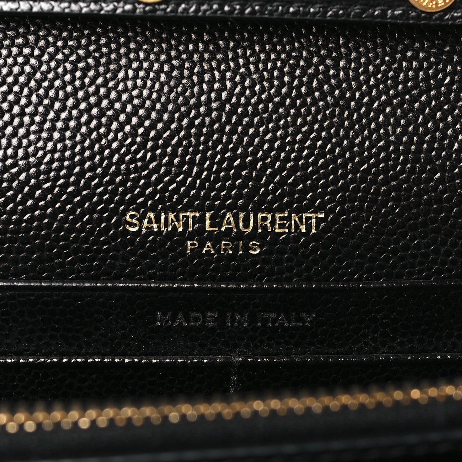 Saint Laurent Grain De Poudre Matelasse Chevron Monogram Chain Wallet Black 5 of 8