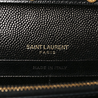 Saint Laurent Grain De Poudre Matelasse Chevron Monogram Chain Wallet Black 5 of 8
