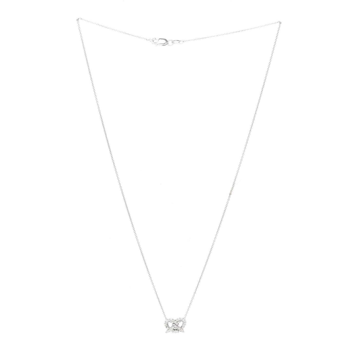 18K White Gold Diamond Tiny Treasures Pretzel Pendant Necklace