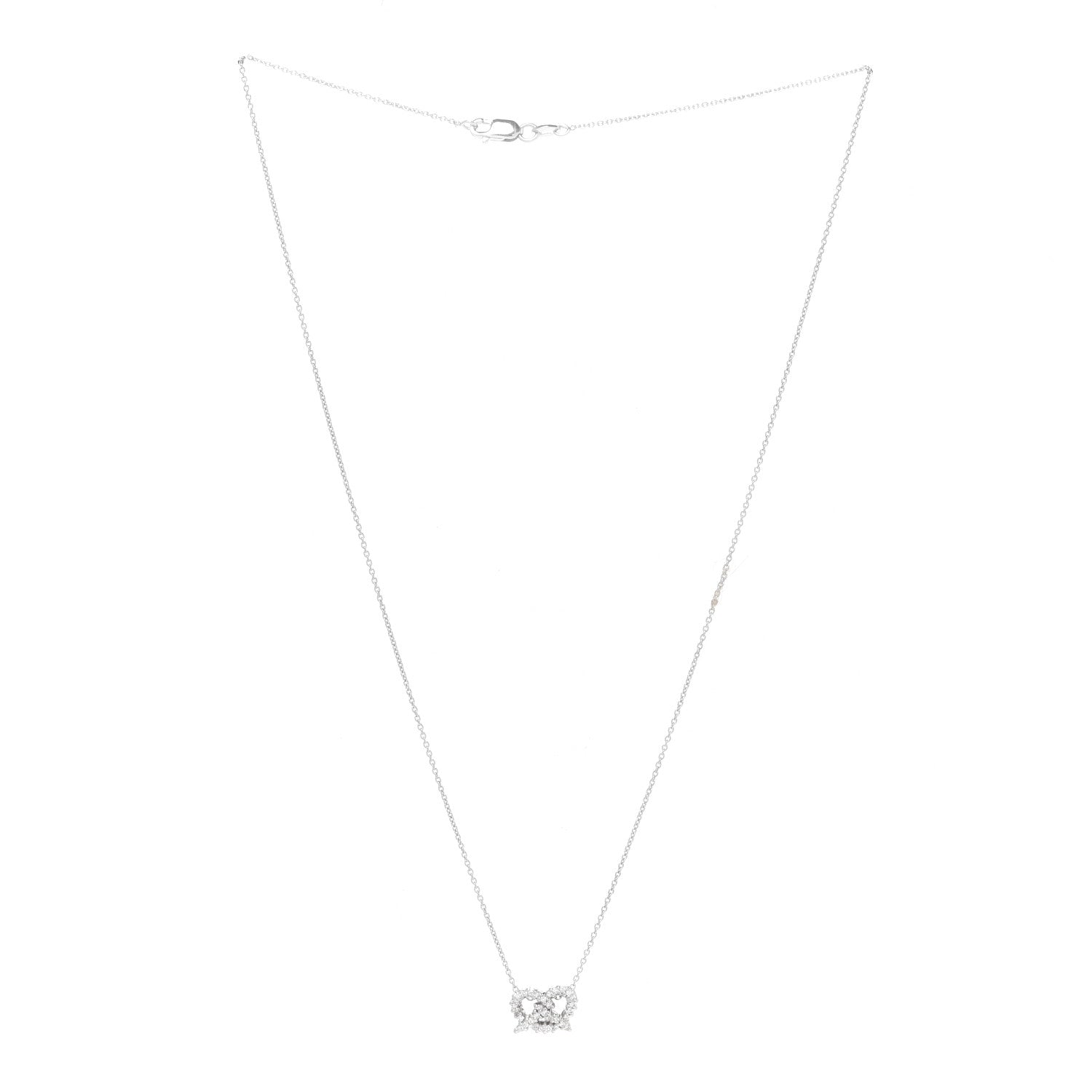 Roberto Coin 18K White Gold Diamond Tiny Treasures Pretzel Pendant Necklace 3 of 5