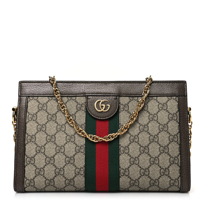 Gucci GG Supreme Monogram Web Small Ophidia Chain Shoulder Bag Brown 1 of 9