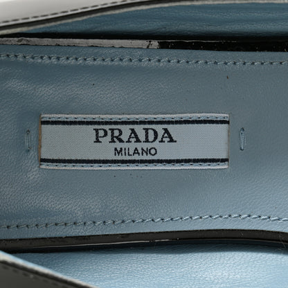 Prada Vernice Logo Bow Ballerina Flats 38 Black 6 of 10