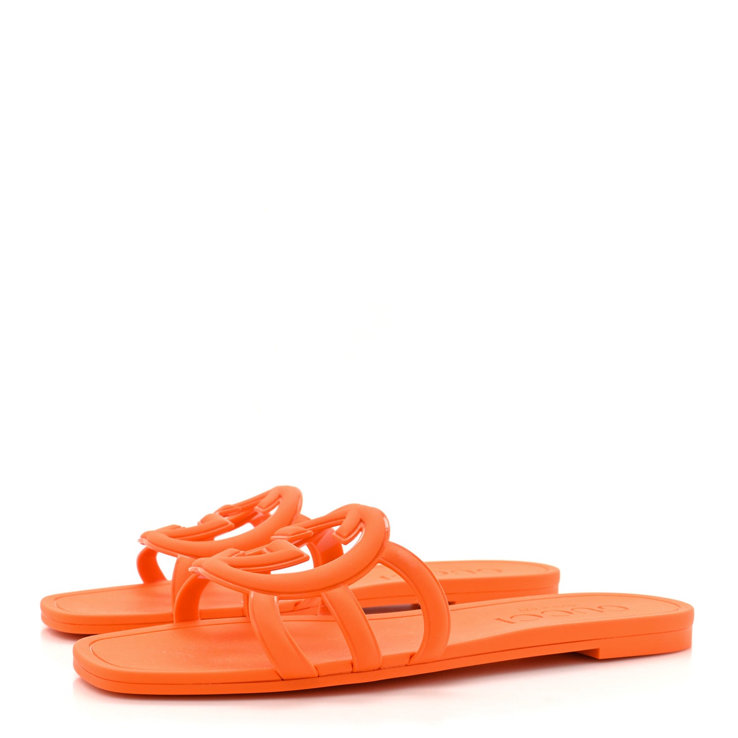 Rubber Interlocking G Womens Slide Sandals 38 Persimmon Orange