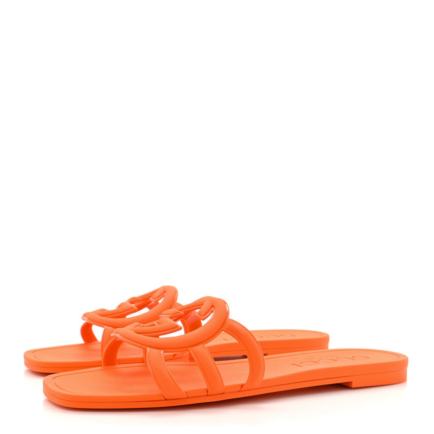 Gucci Rubber Interlocking G Womens Slide Sandals 38 Persimmon Orange 4 of 11