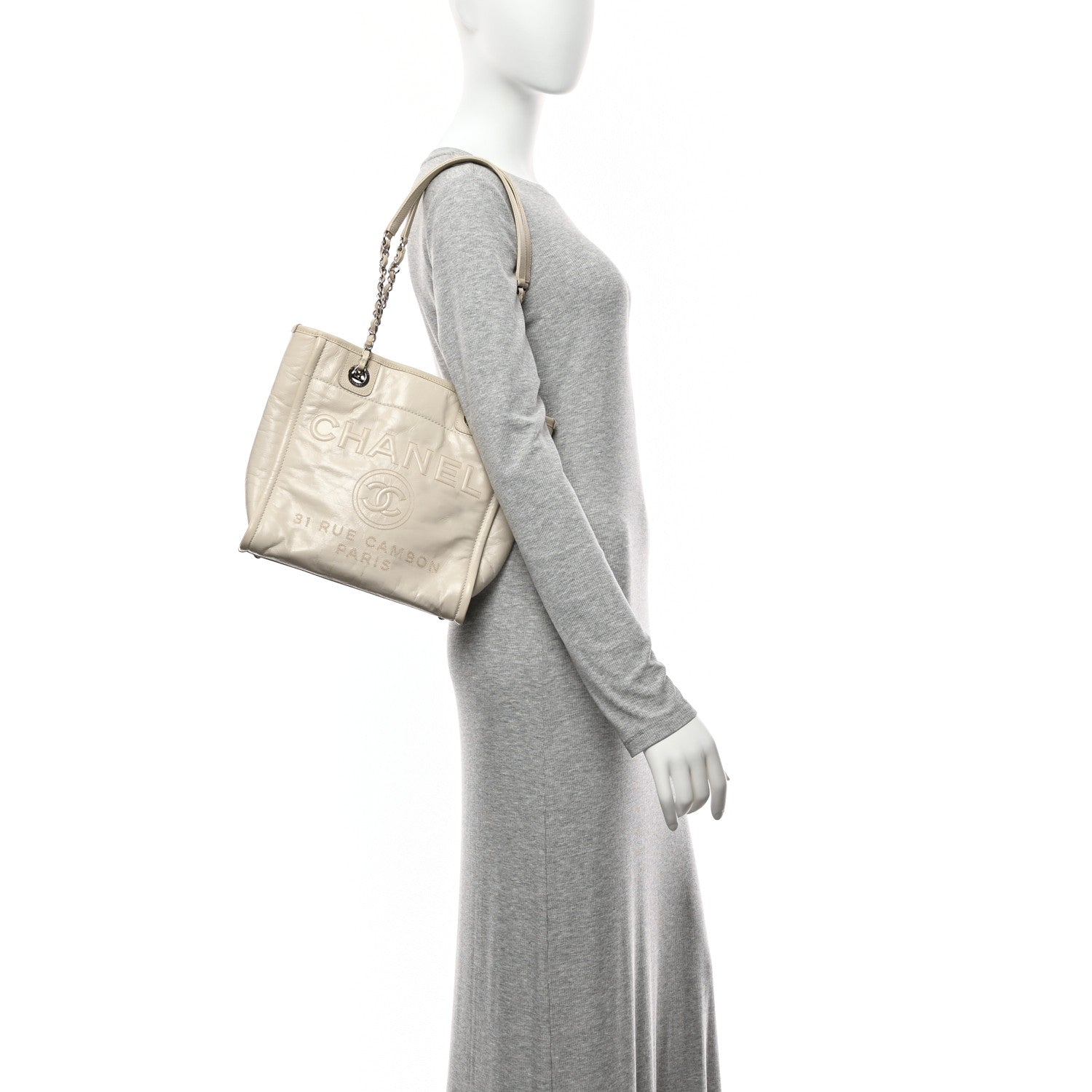 Chanel Glazed Calfskin Mini Deauville Tote White 2 of 10