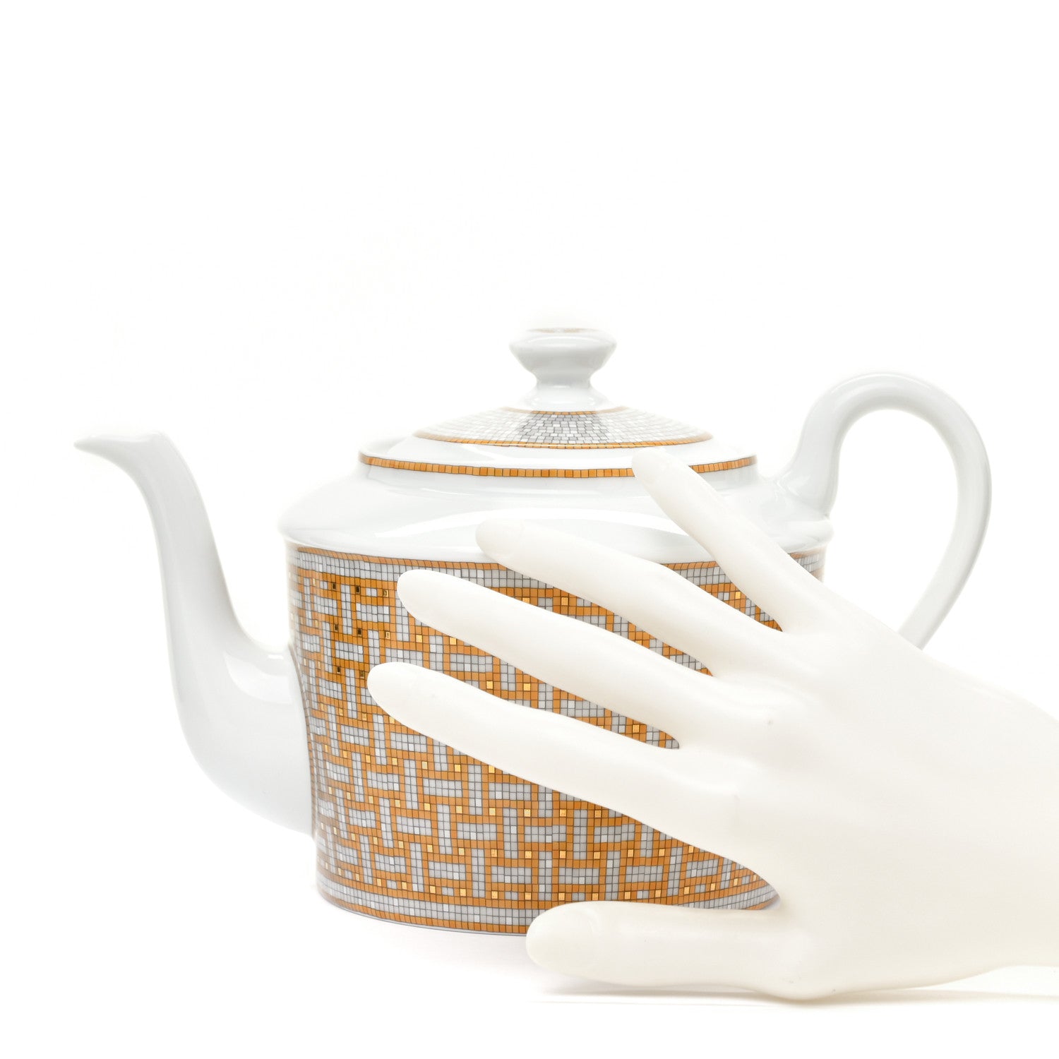Hermes Porcelain 24 Gold Mosaique Teapot 2 of 6
