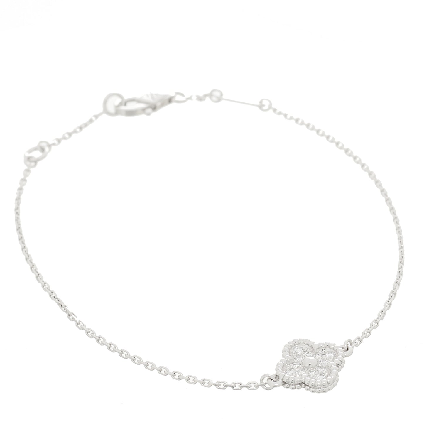 18K White Gold Diamond Sweet Alhambra Bracelet