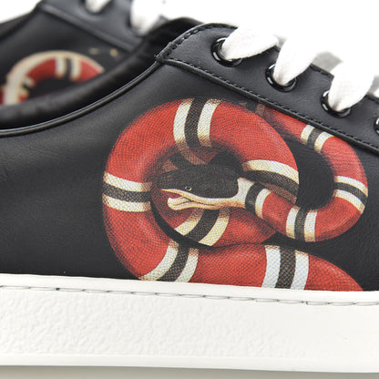 Gucci Calfskin Kingsnake Mens Ace Sneakers 9.5 Black Multicolor 6 of 9
