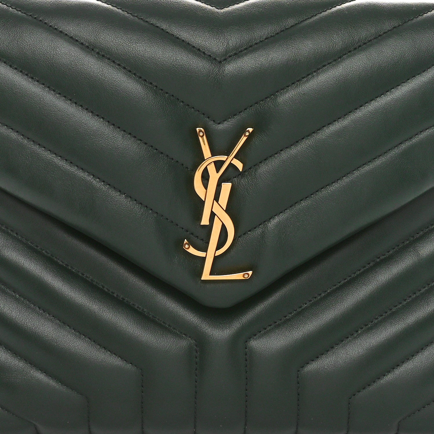 Saint Laurent Calfskin Y Quilted Monogram Medium Loulou Chain Satchel Vert Fonce 8 of 10