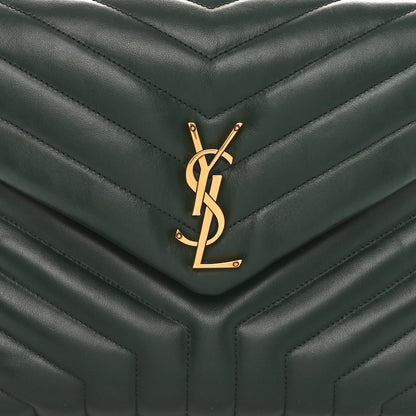 Saint Laurent Calfskin Y Quilted Monogram Medium Loulou Chain Satchel Vert Fonce 8 of 10
