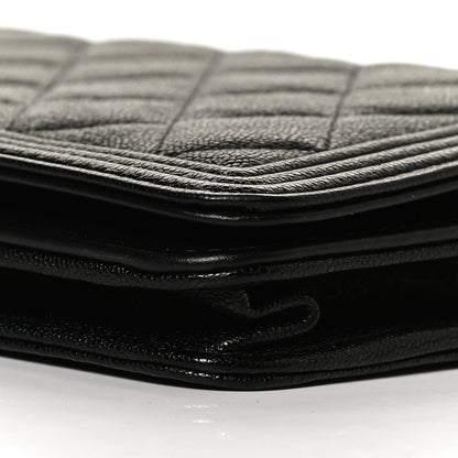 Chanel Caviar Quilted Boy Wallet On Chain WOC Black 10 of 12