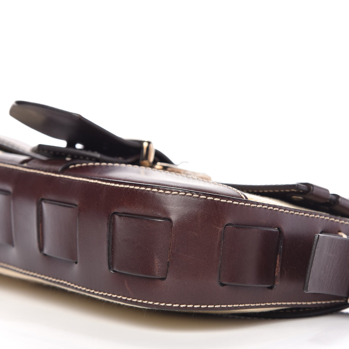 Canvas Calfskin Flap Bag Panna Caffe