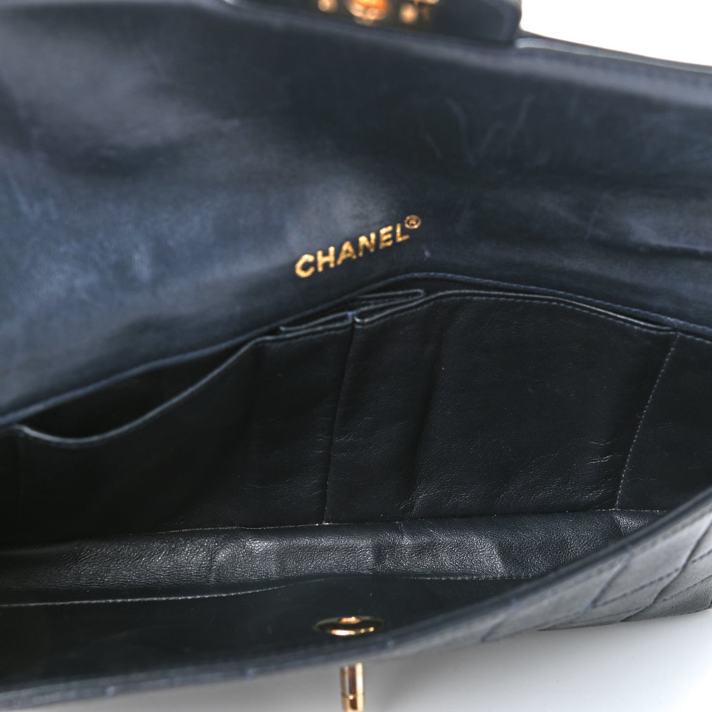 Lambskin East West Chocolate Bar Flap Black