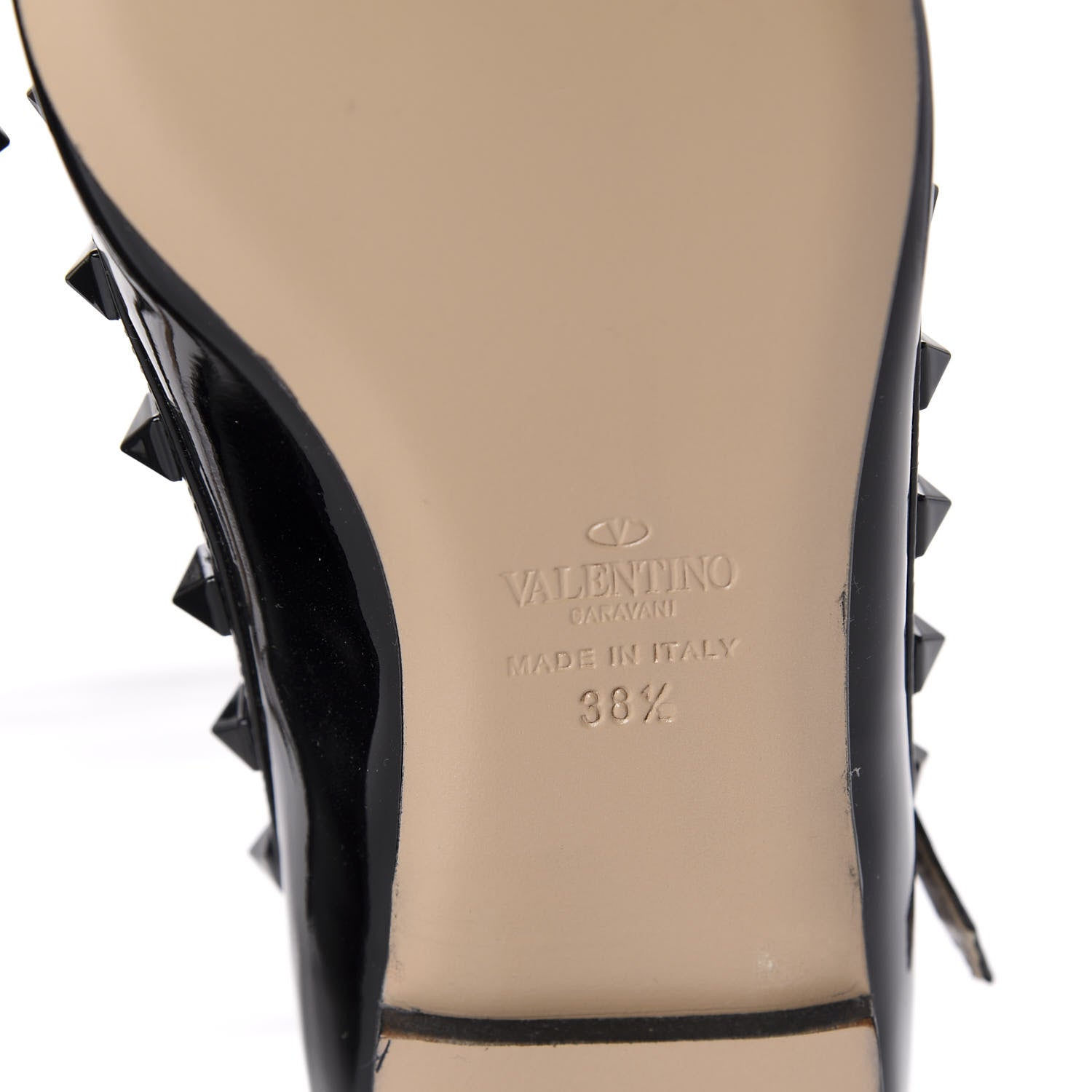 Valentino Garavani Patent Rockstud Cage Ballerina Flats 38.5 Black 8 of 10
