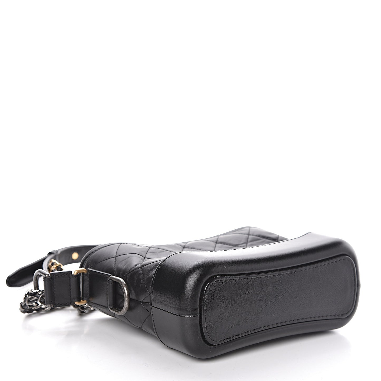 Aged Calfskin Quilted Small Gabrielle Hobo Black
