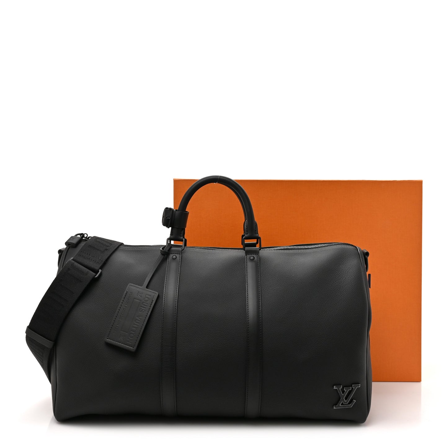 Grained Calfskin Aerogram Keepall Bandouliere 50 Black