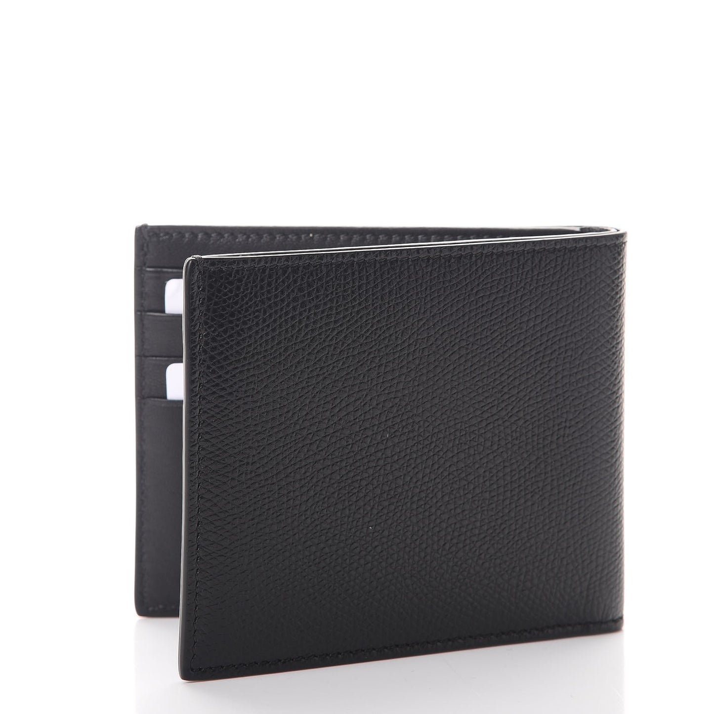 Grained Calfskin Bi-Fold Wallet Black