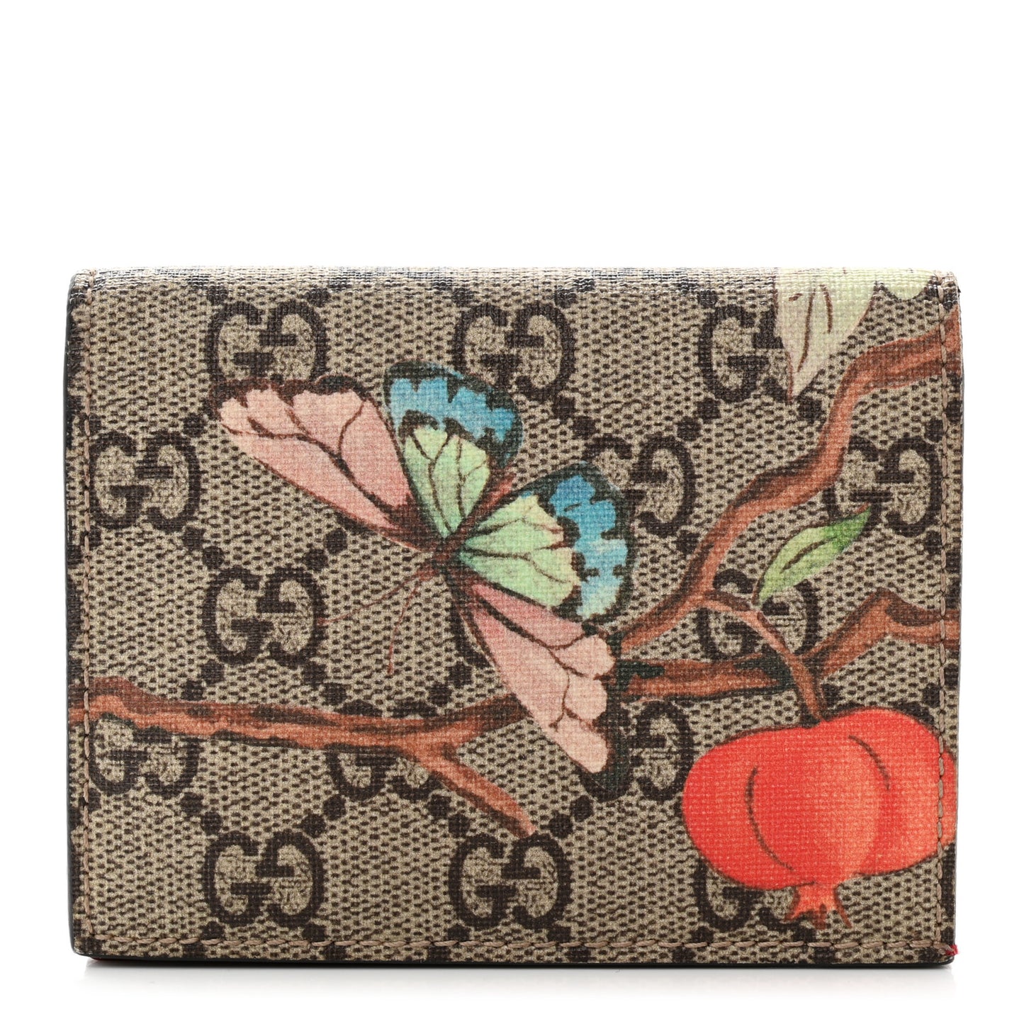 GG Supreme Monogram Tian Card Case Beige Multicolor Red