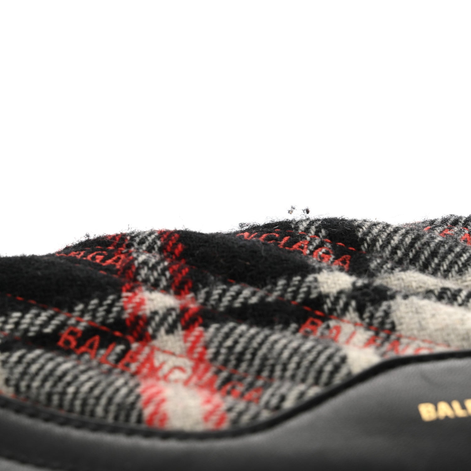 Balenciaga Wool Plaid Diagonal Allover Logo Matelasse XS Souvenir Belt Bag Black White Red 13 of 15