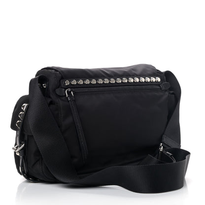 Prada Nylon New Vela Studded Messenger Bag Black 2 of 4