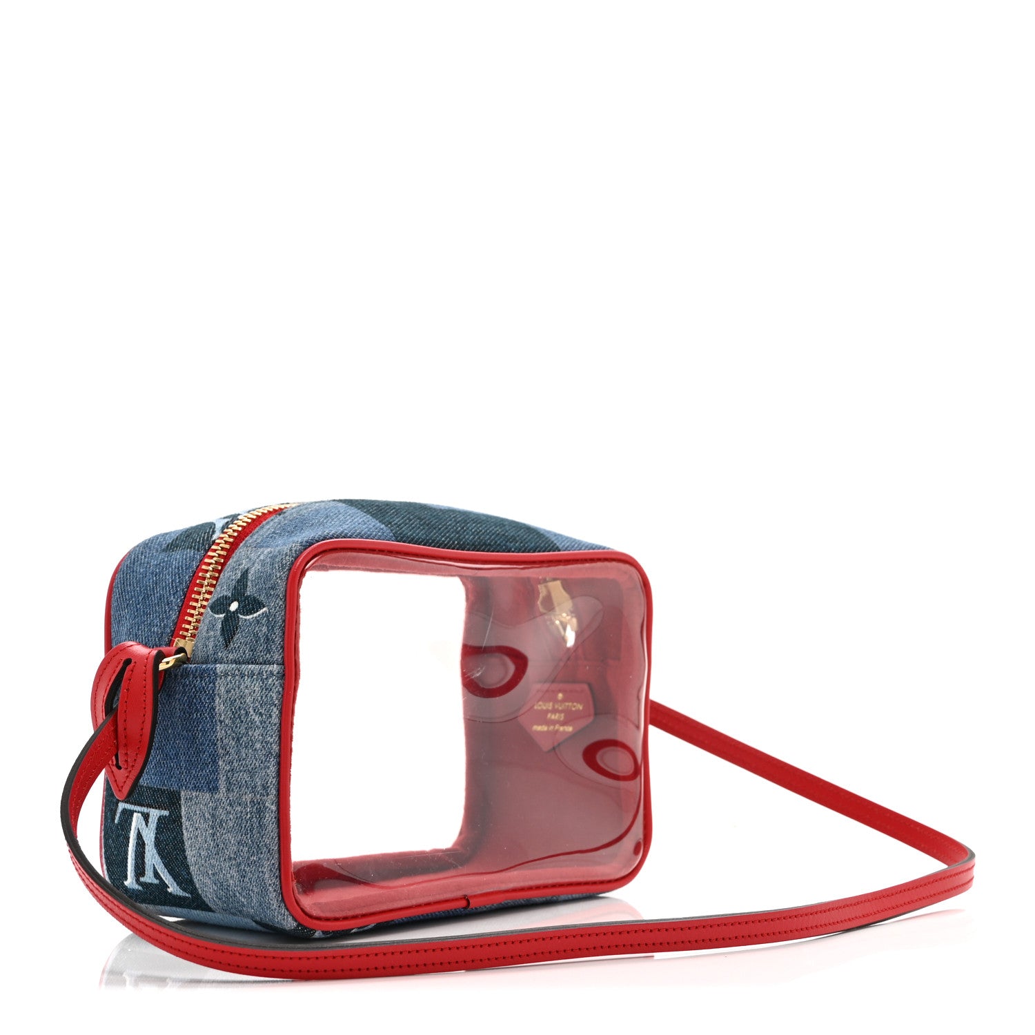 Louis Vuitton Denim Damier Monogram Patchwork PVC Beach Pouch Blue Rouge 3 of 9