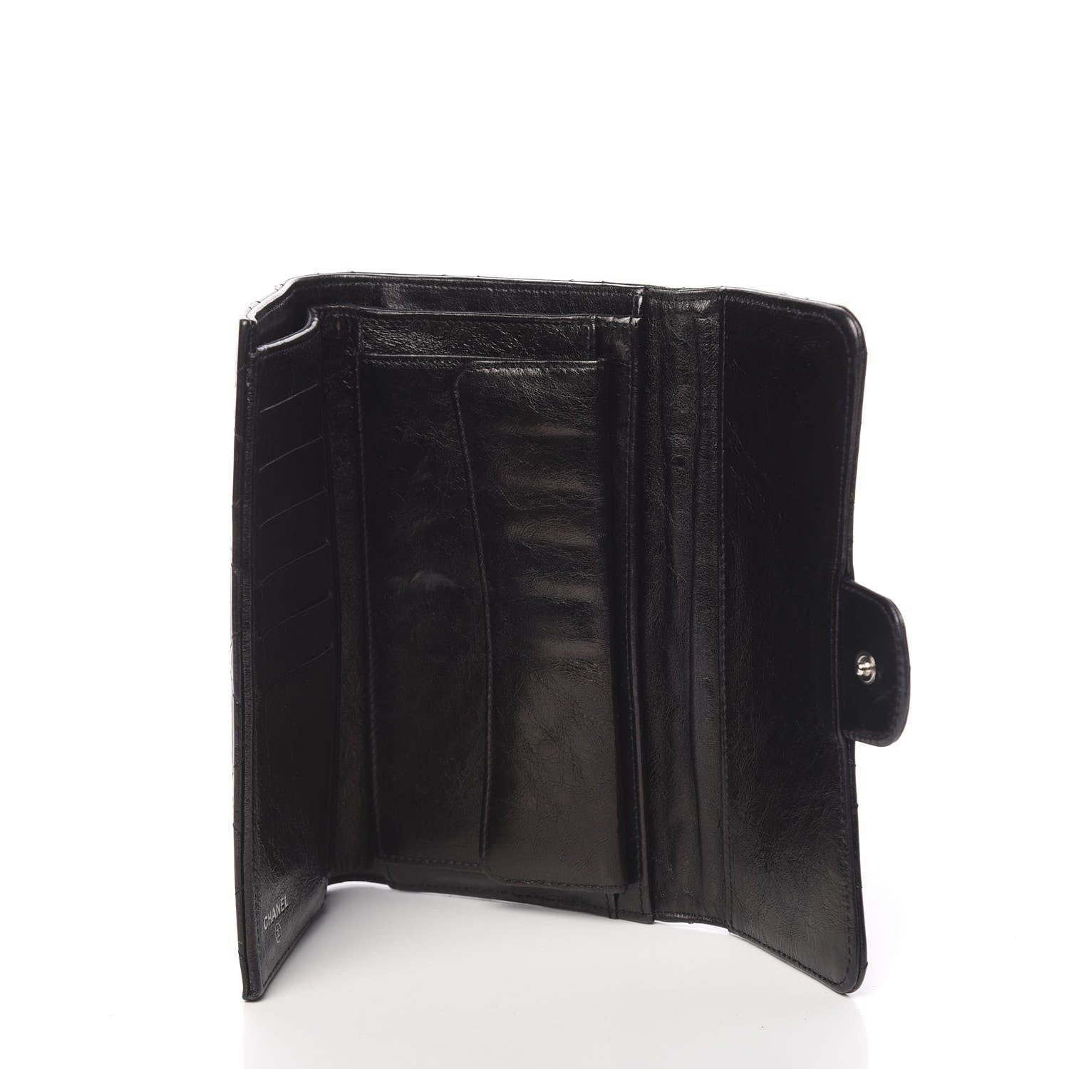 Chanel Glazed Calfskin Quilted Reissue Long Flap Wallet Black 5 of 9