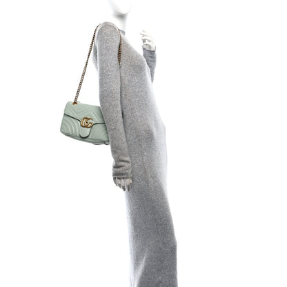 Gucci Calfskin Matelasse Small GG Marmont Shoulder Bag Salvy Green 2 of 11