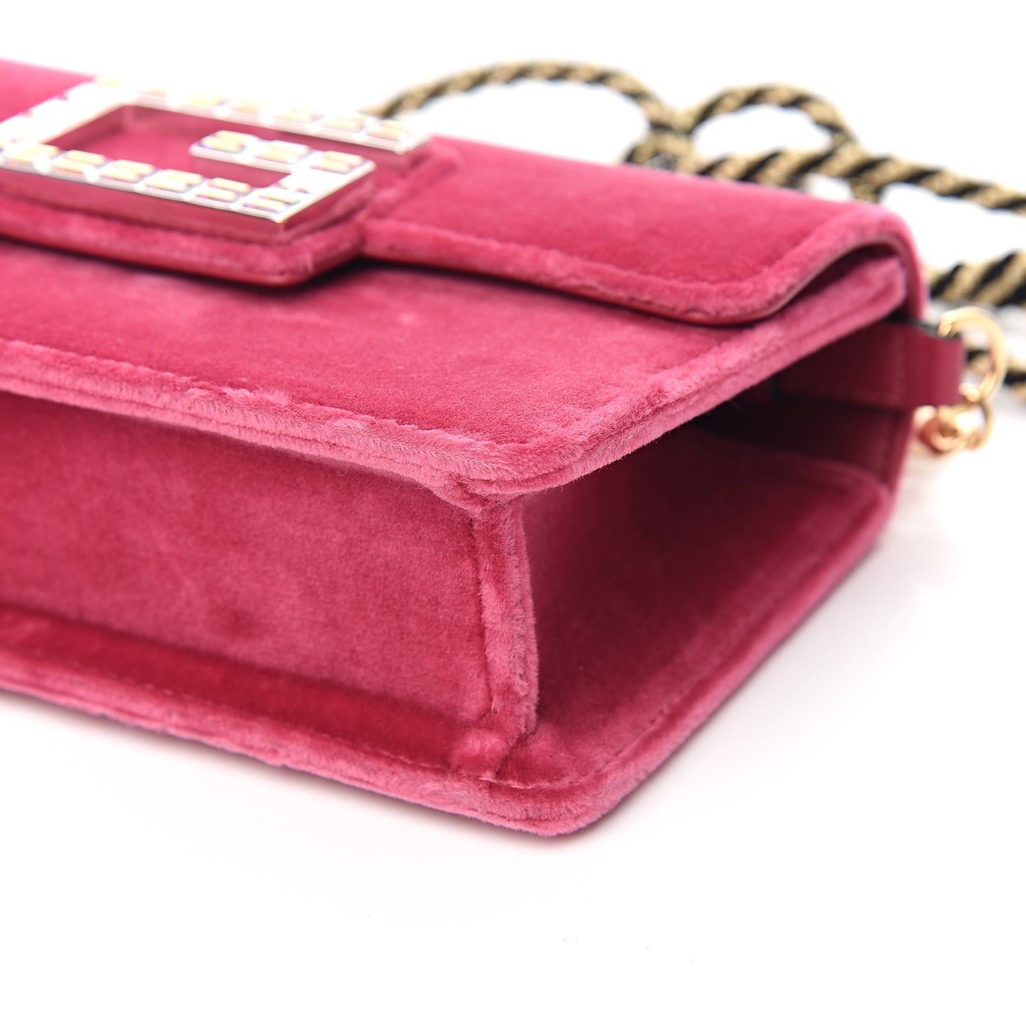 Velvet Crystal Square G Shoulder Bag Light Raspberry Rose