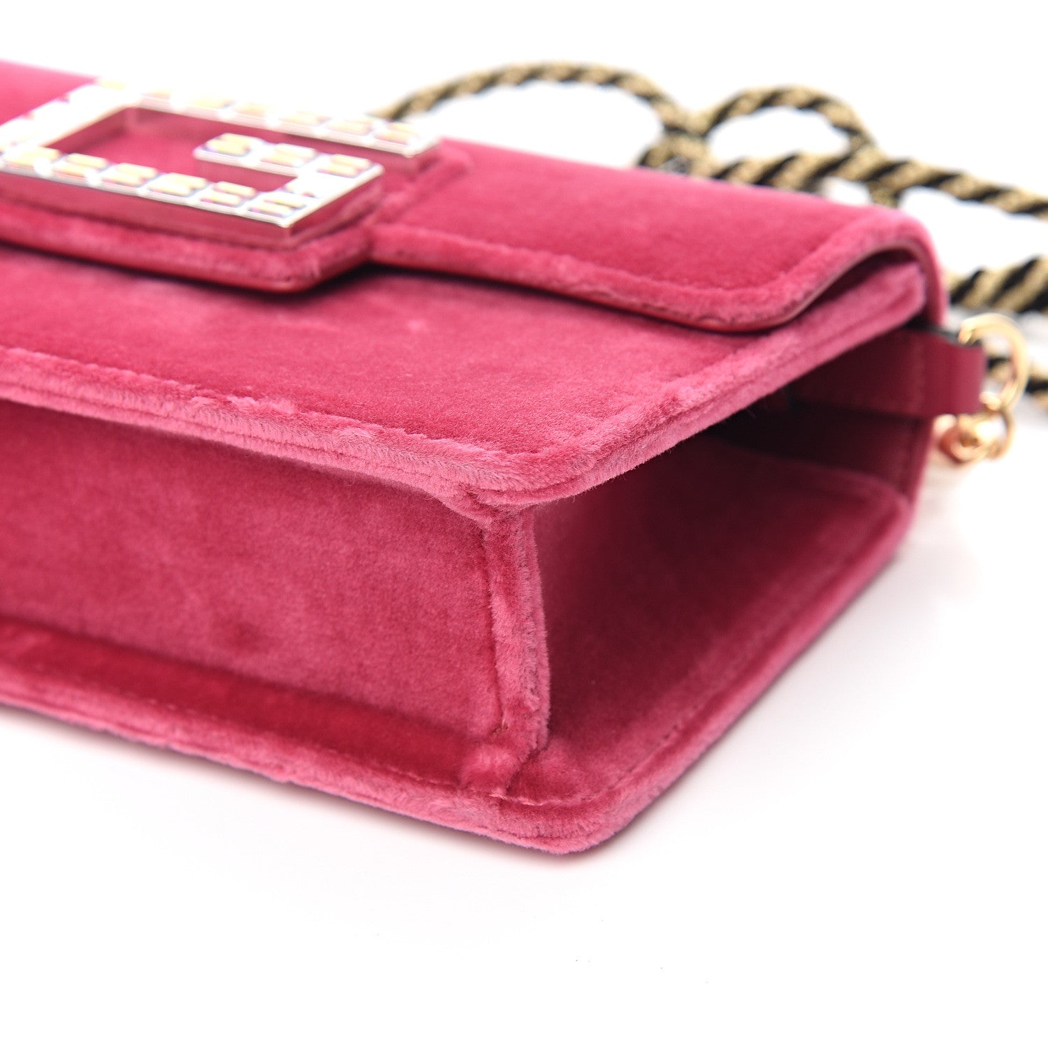 Gucci Velvet Crystal Square G Shoulder Bag Light Raspberry Rose 8 of 9