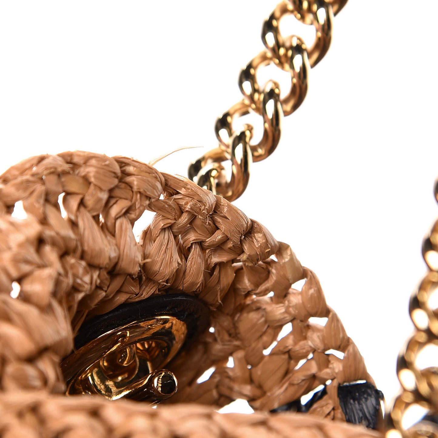 Raffia Effect Medium GG Marmont Shoulder Tote Bag Natural Black