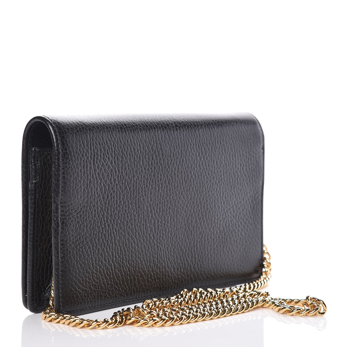 Calfskin Mini GG Marmont Chain Wallet Black