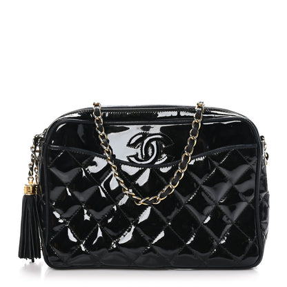 Chanel Patent Quilted Tassel Camera Case Black 1 of 11
