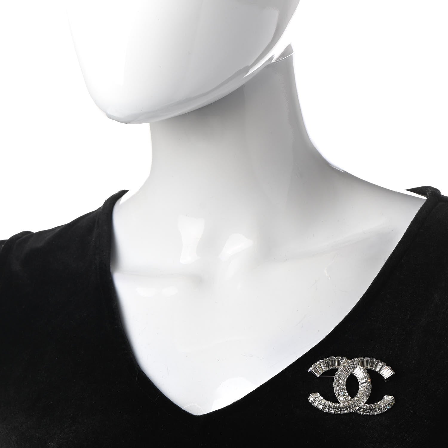 Chanel Baguette Crystal CC Brooch Silver 2 of 7