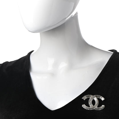 Chanel Baguette Crystal CC Brooch Silver 2 of 7
