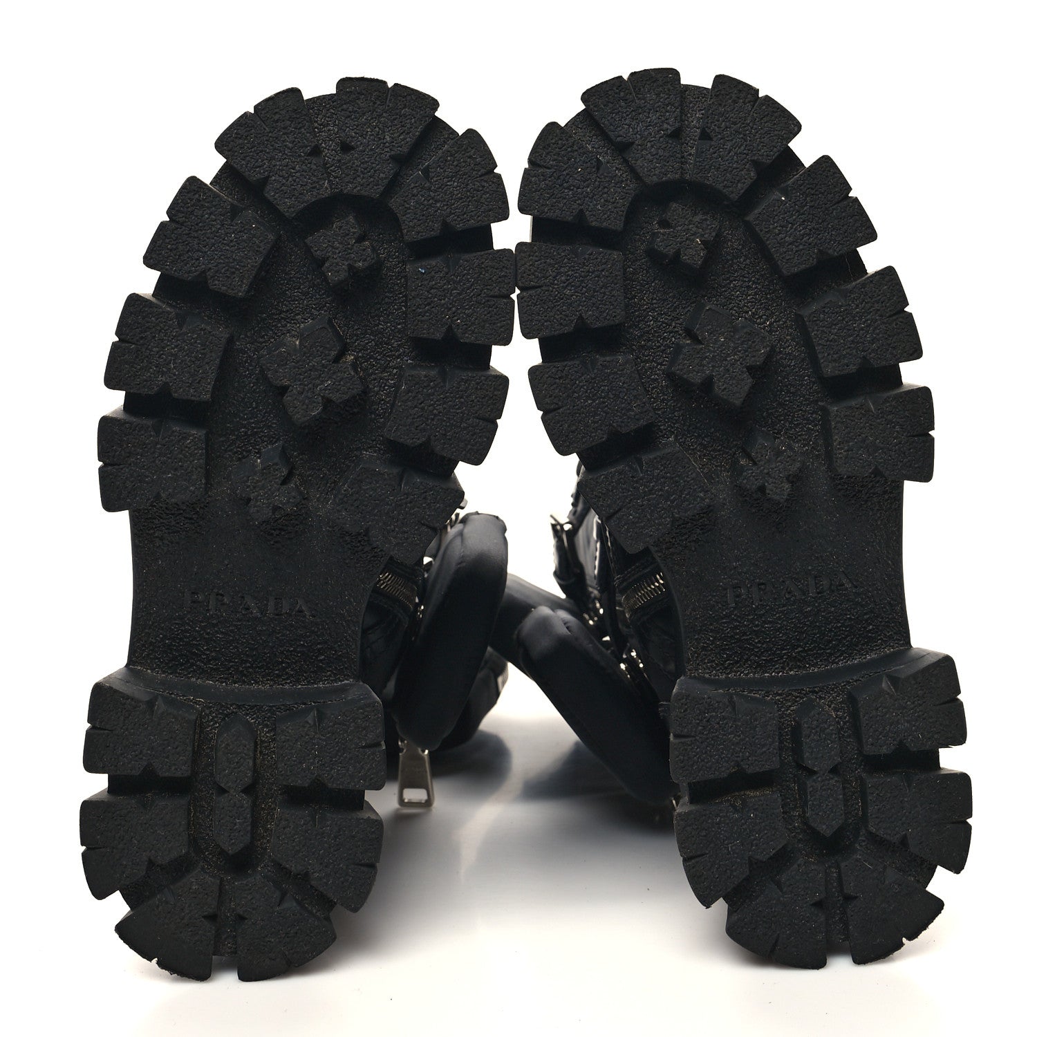 Prada Spazzolato Rois Re-Nylon Metal Triangle Logo Monolith Pouch Pocket 55mm Tall Combat Boots 36 Black 5 of 10