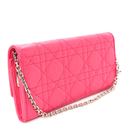 Christian Dior Lambskin Cannage Lady Dior Rendezvous Wallet On Chain Fuchsia 3 of 11
